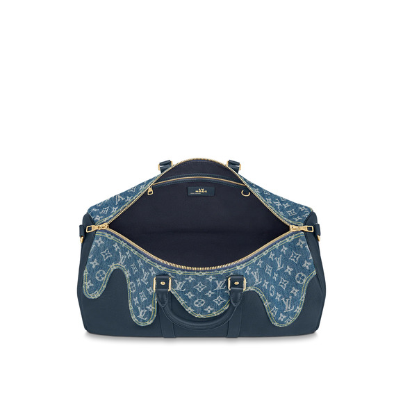 Louis Vuitton Keepall Bandouliere 50 Nigo Blue Denim Drip Monogram Weekend Bag - Picture 12 of 12